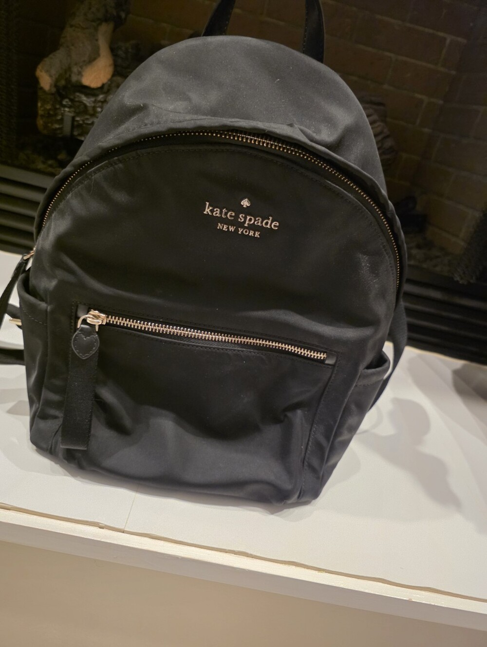kate spade Black Nylon Medium Backpack with Gold Hardware